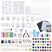 Sntieecr 460 Piezas Moldes Silicona Resina Epoxi Kits con 26 Moldes de Resina de Silicona- Polvo de Purpurina- Llaveros…